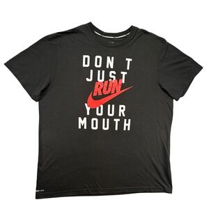 Nike Dri-FIT Graphic T-Shirt 2XL Black Big Center Swoosh Athletic Running